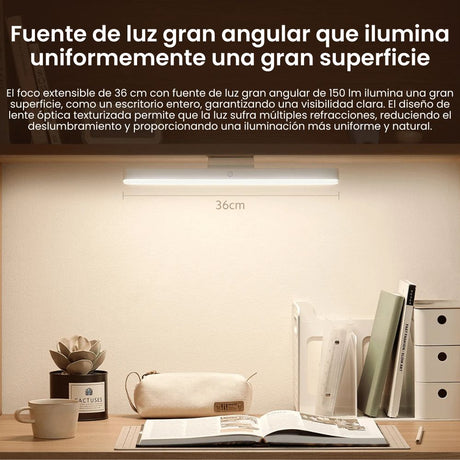 Barra de Luz Magnética Inalámbrica Xiaomi 5w, 36cm Largo, Magnetic Reading Light Bar, 3 Niveles De Brillo, Bateria De Larga Duración, Renderizado De Color Ra90, Blanco