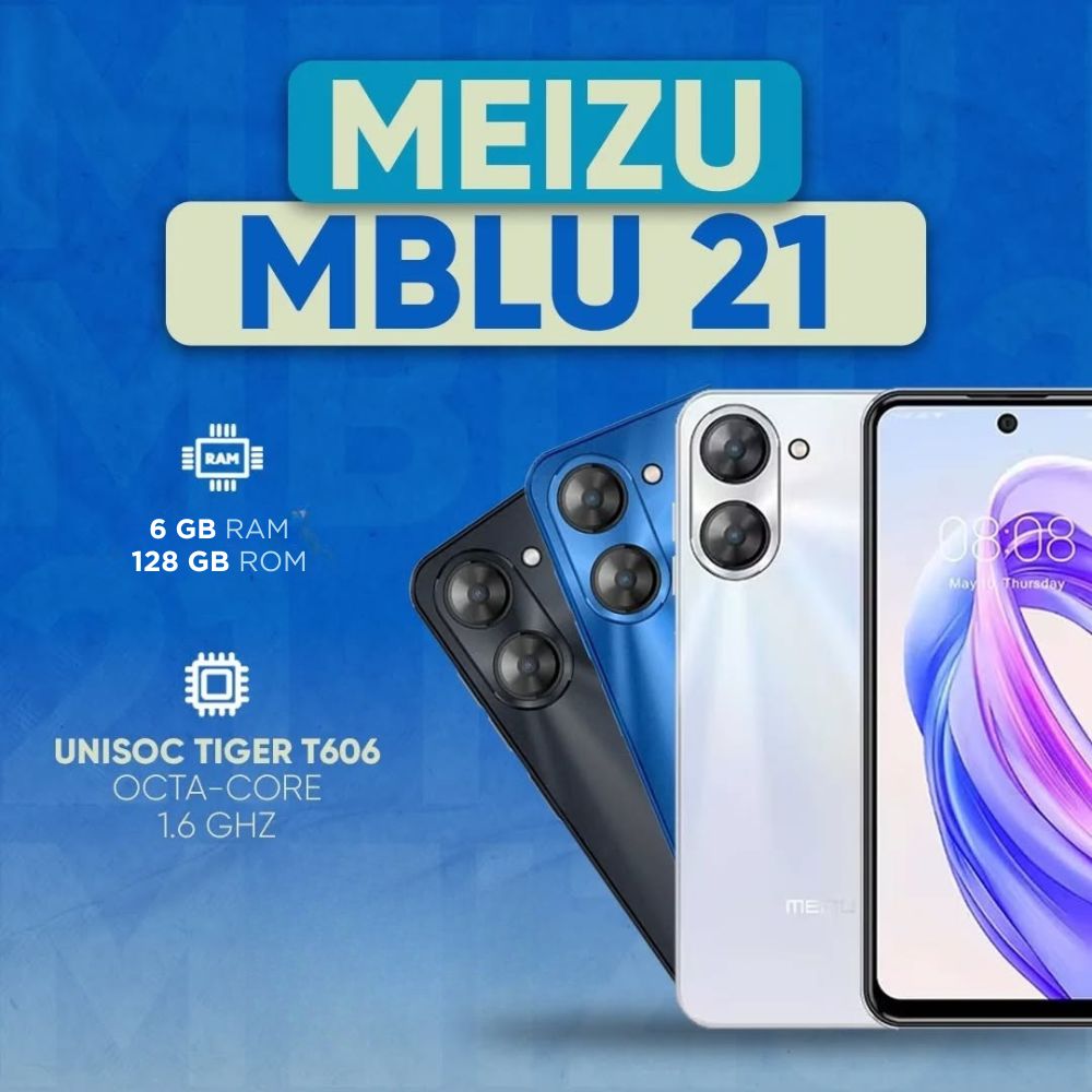 Celular Meizu MBLU21 128GB 6GB RAM, Conectividad 4G, Pantalla 6.79” HD, Cámara 13 MP, Batería 4900 mAh