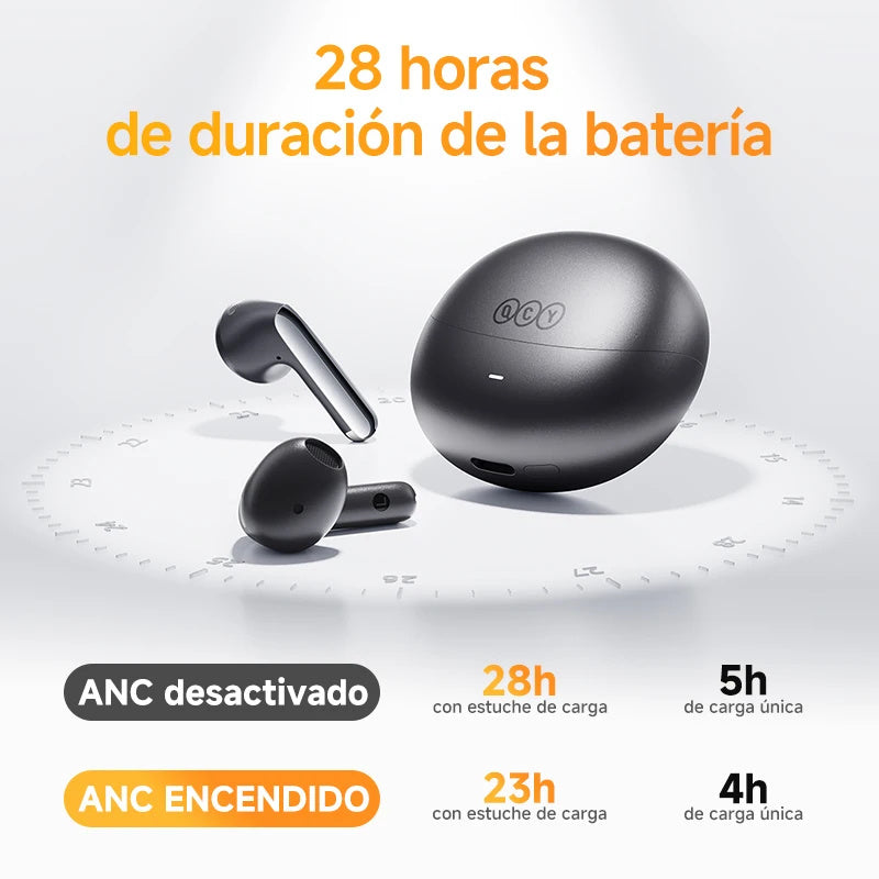 Audifonos Inalámbricos QCY HT10 Ailybuds Pro+ ANC Adaptativo, Bluetooth 5.3, Audio Hi-Res, Codec LDAC, Integrados con 6 micrófonos, Conexión Multipunto, Resistencia IPX5