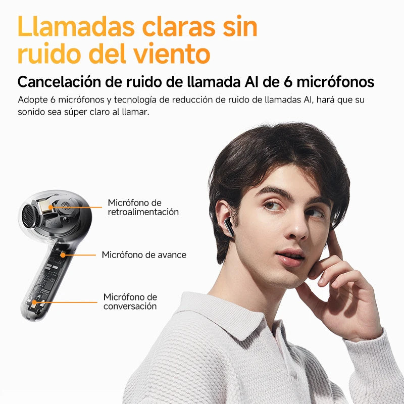 Audifonos Inalámbricos QCY HT10 Ailybuds Pro+ ANC Adaptativo, Bluetooth 5.3, Audio Hi-Res, Codec LDAC, Integrados con 6 micrófonos, Conexión Multipunto, Resistencia IPX5