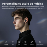 Audifonos inalámbricos QCY Melobus Neo T31, Bluetooth 5.3, 4 microfonos integrados ENC, diseño transparente, pantalla LED y conexión dual - Orro Home Perú